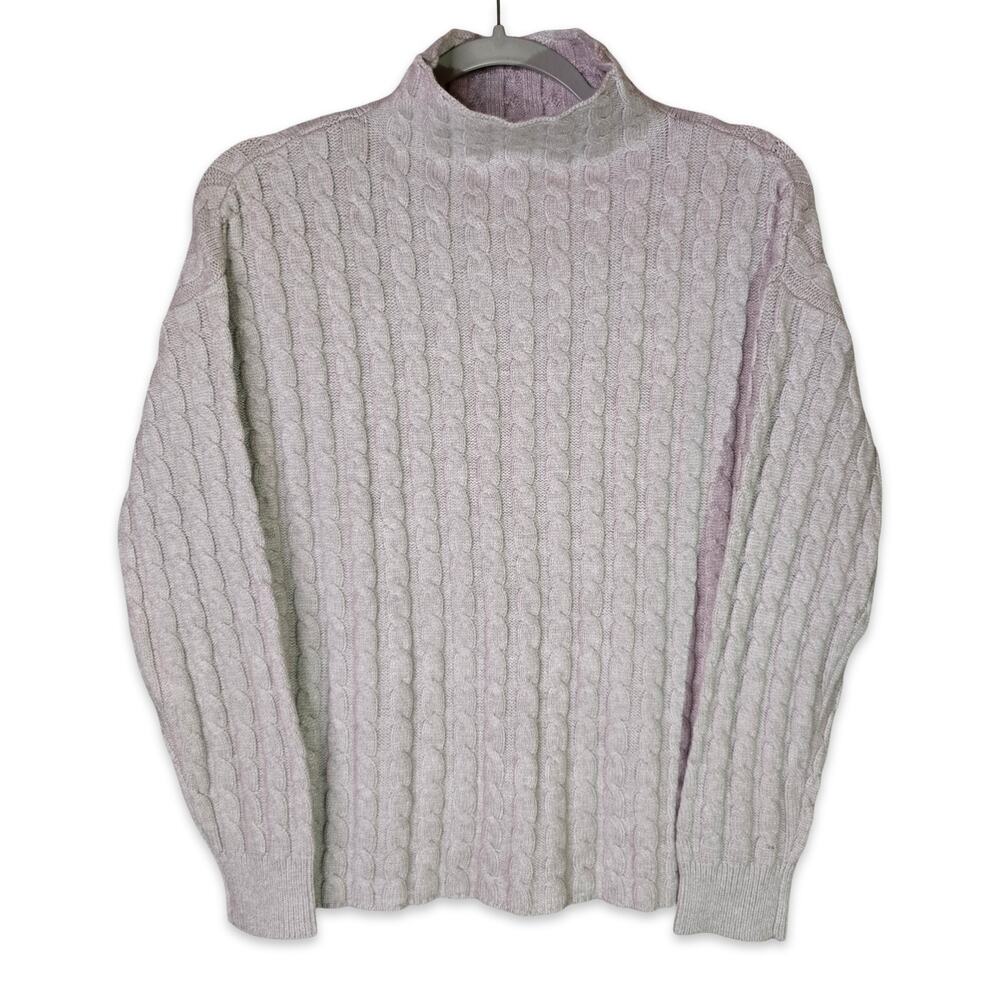 Philosophy Mockneck Sweater Women Large Blush Taupe Cable Knit Quail Heather NWT